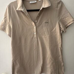 Lacoste Women's Beige Button Down Shirt